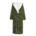 Marijuana Leaf Pattern Print Hooded Bathrobe