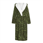 Marijuana Leaf Pattern Print Hooded Bathrobe