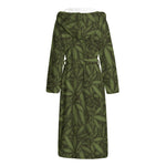 Marijuana Leaf Pattern Print Hooded Bathrobe