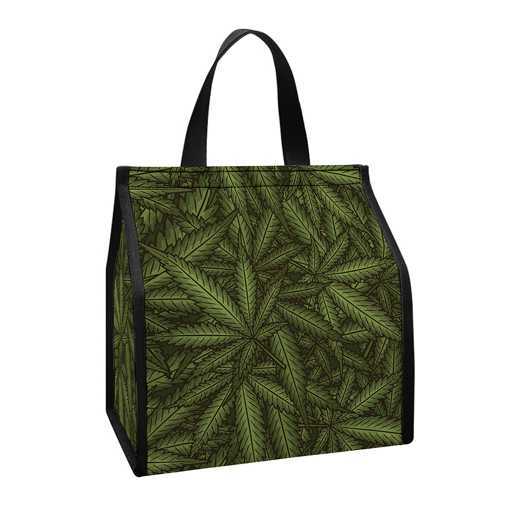 Marijuana Leaf Pattern Print Insulated Lunch Tote