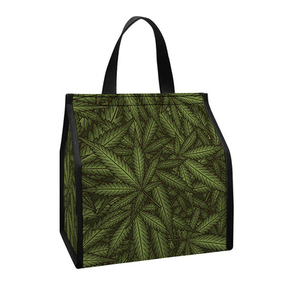 Marijuana Leaf Pattern Print Insulated Lunch Tote