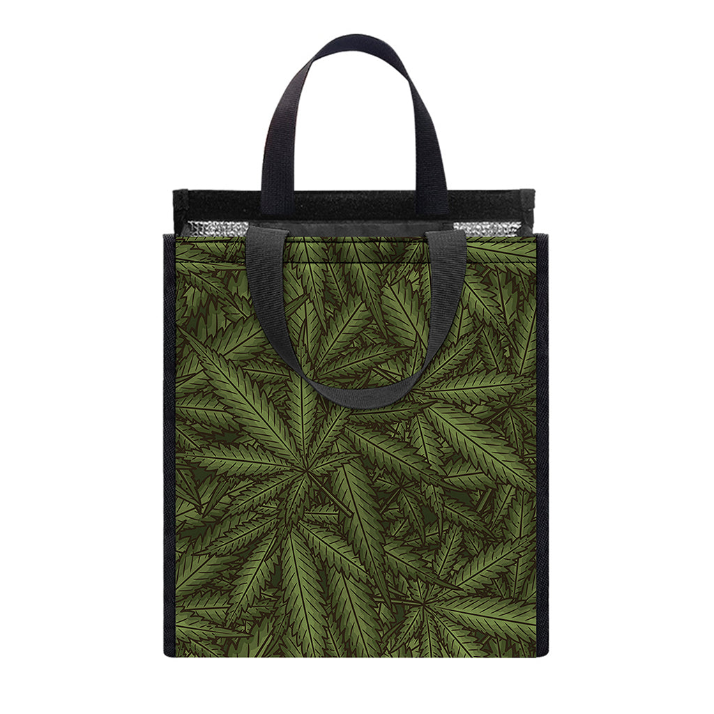 Marijuana Leaf Pattern Print Insulated Lunch Tote