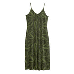 Marijuana Leaf Pattern Print Jersey Midi Cami Dress