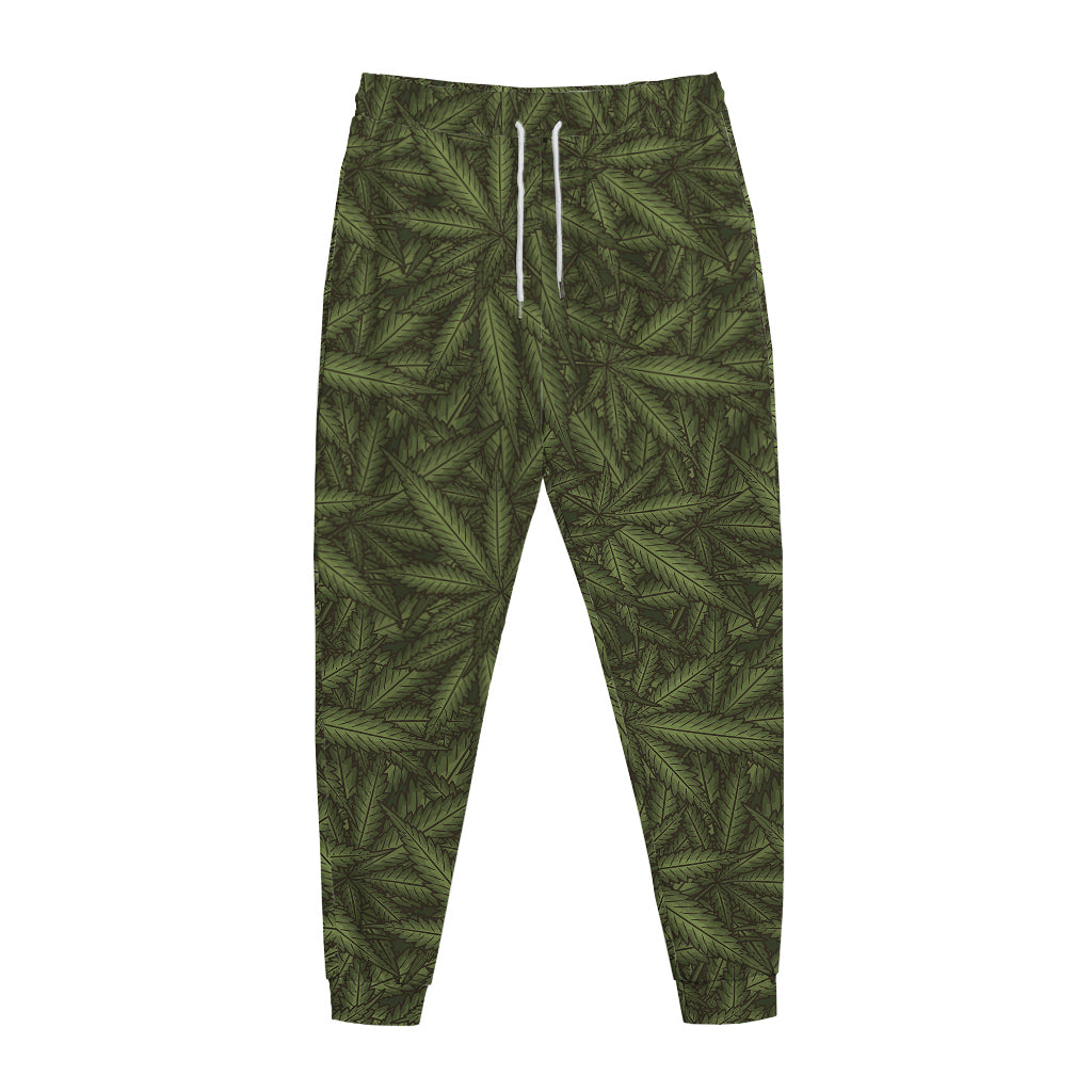 Marijuana Leaf Pattern Print Jogger Pants