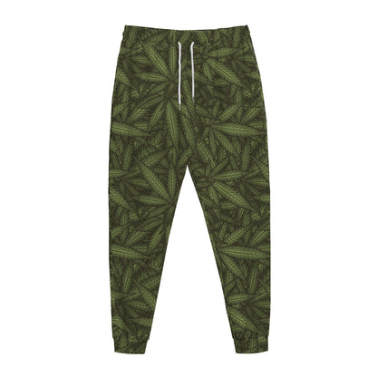 Marijuana Leaf Pattern Print Jogger Pants