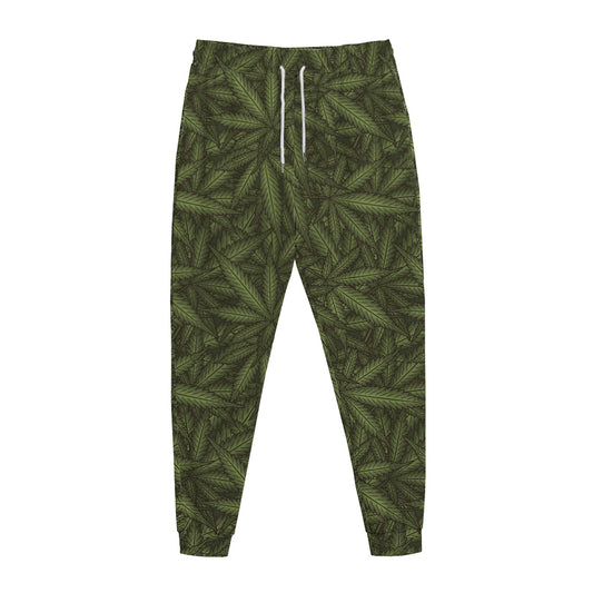 Marijuana Leaf Pattern Print Jogger Pants