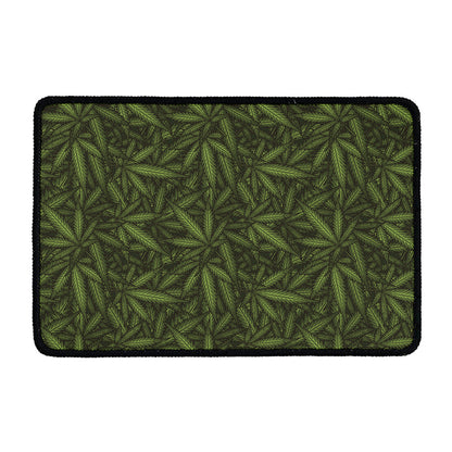 Marijuana Leaf Pattern Print Kitchen Mat