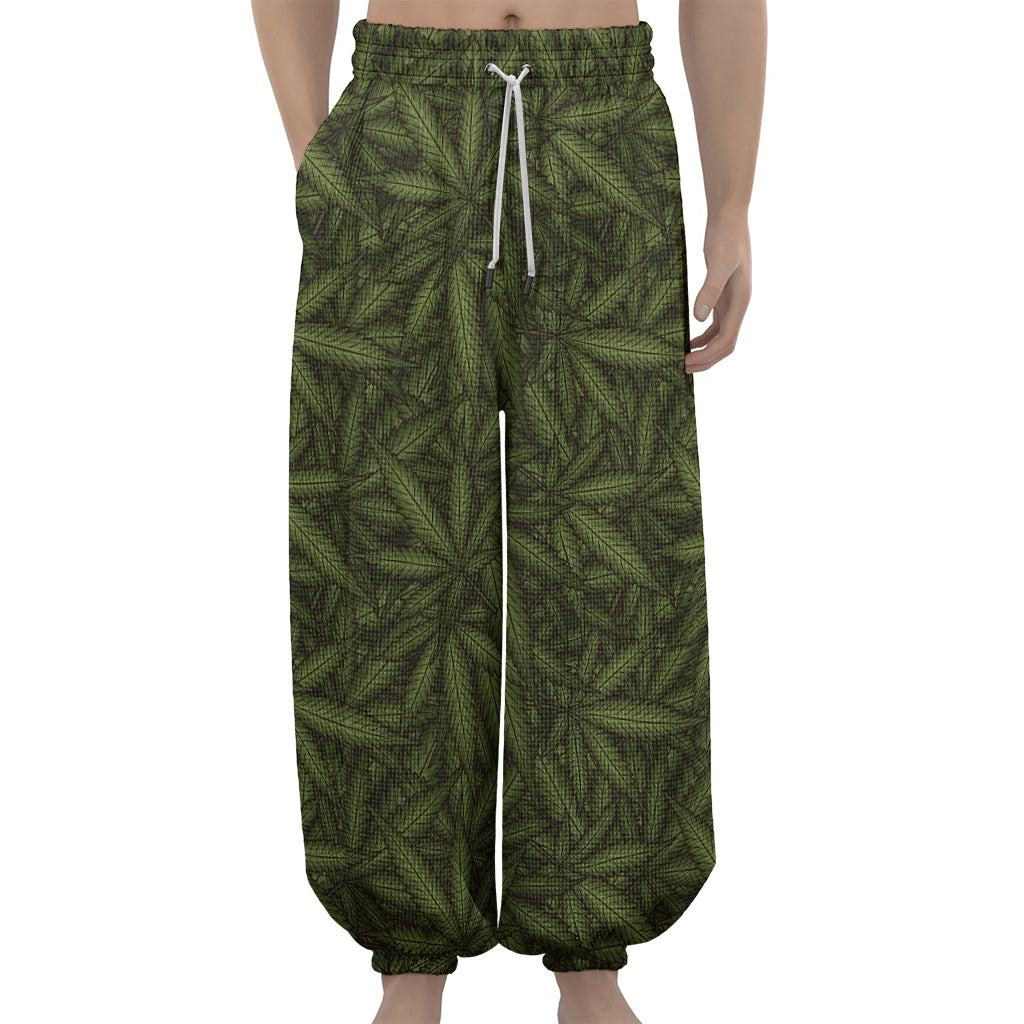 Marijuana Leaf Pattern Print Lantern Pants
