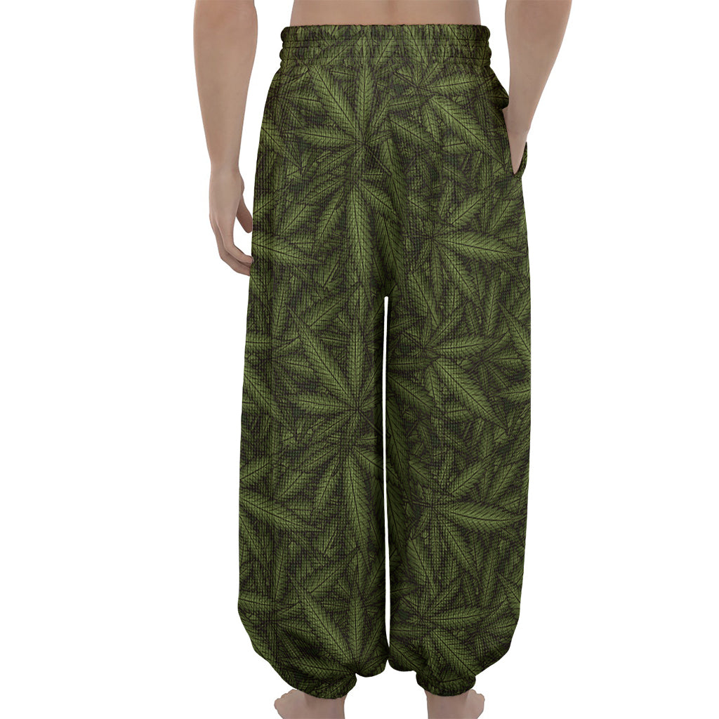 Marijuana Leaf Pattern Print Lantern Pants