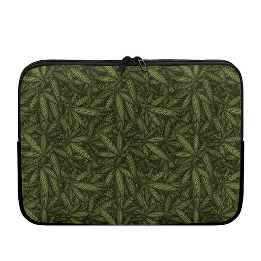 Marijuana Leaf Pattern Print Laptop Sleeve