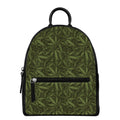 Marijuana Leaf Pattern Print Leather Backpack