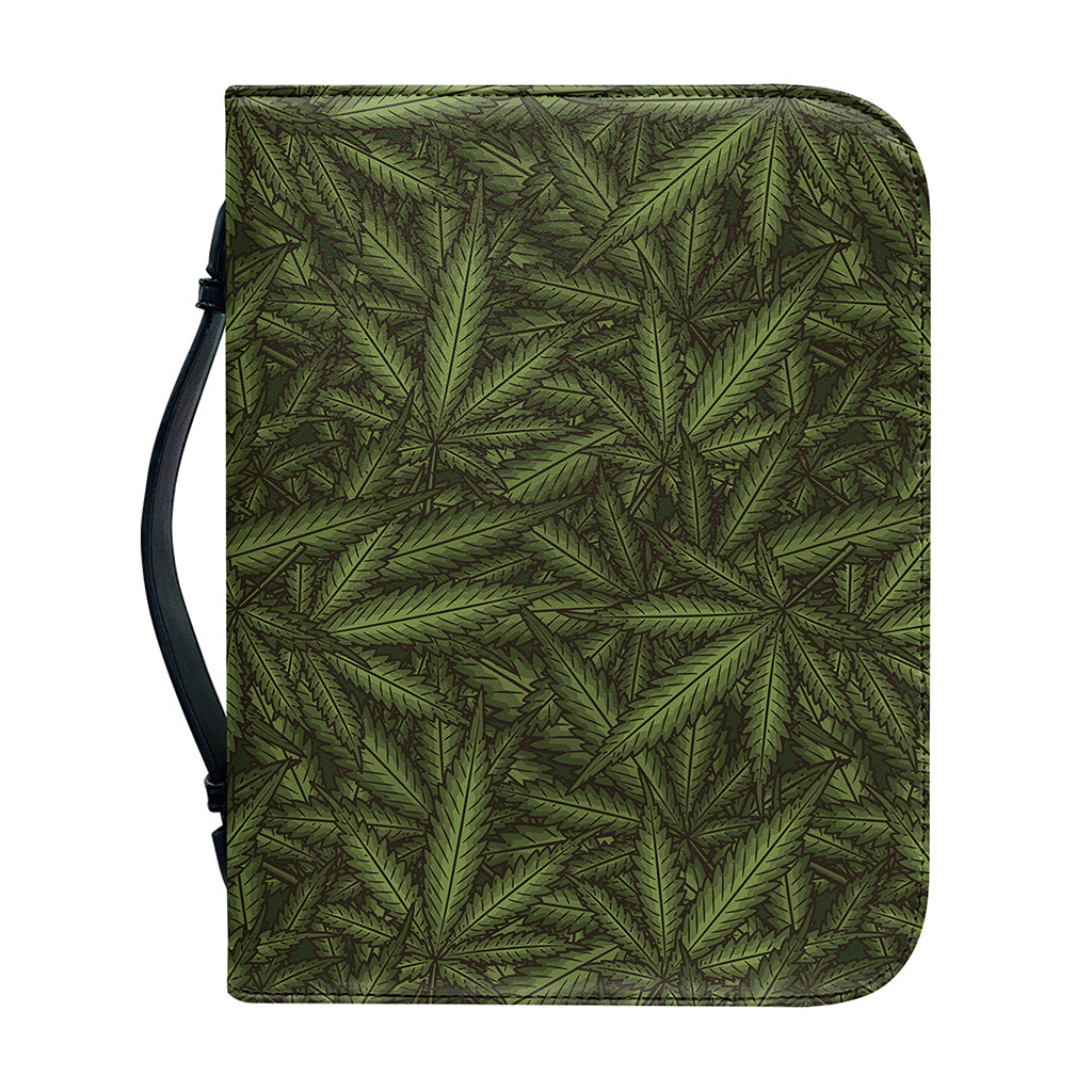 Marijuana Leaf Pattern Print Leather Bible Cover