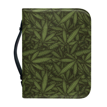 Marijuana Leaf Pattern Print Leather Bible Cover