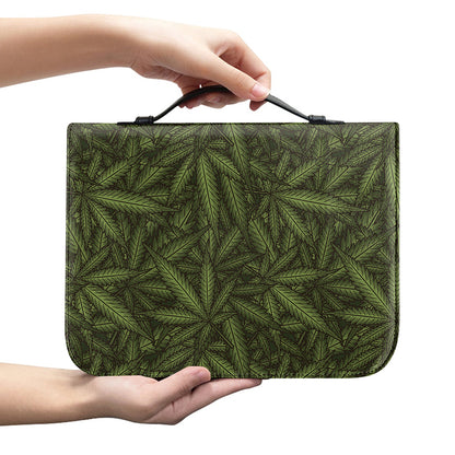 Marijuana Leaf Pattern Print Leather Bible Cover