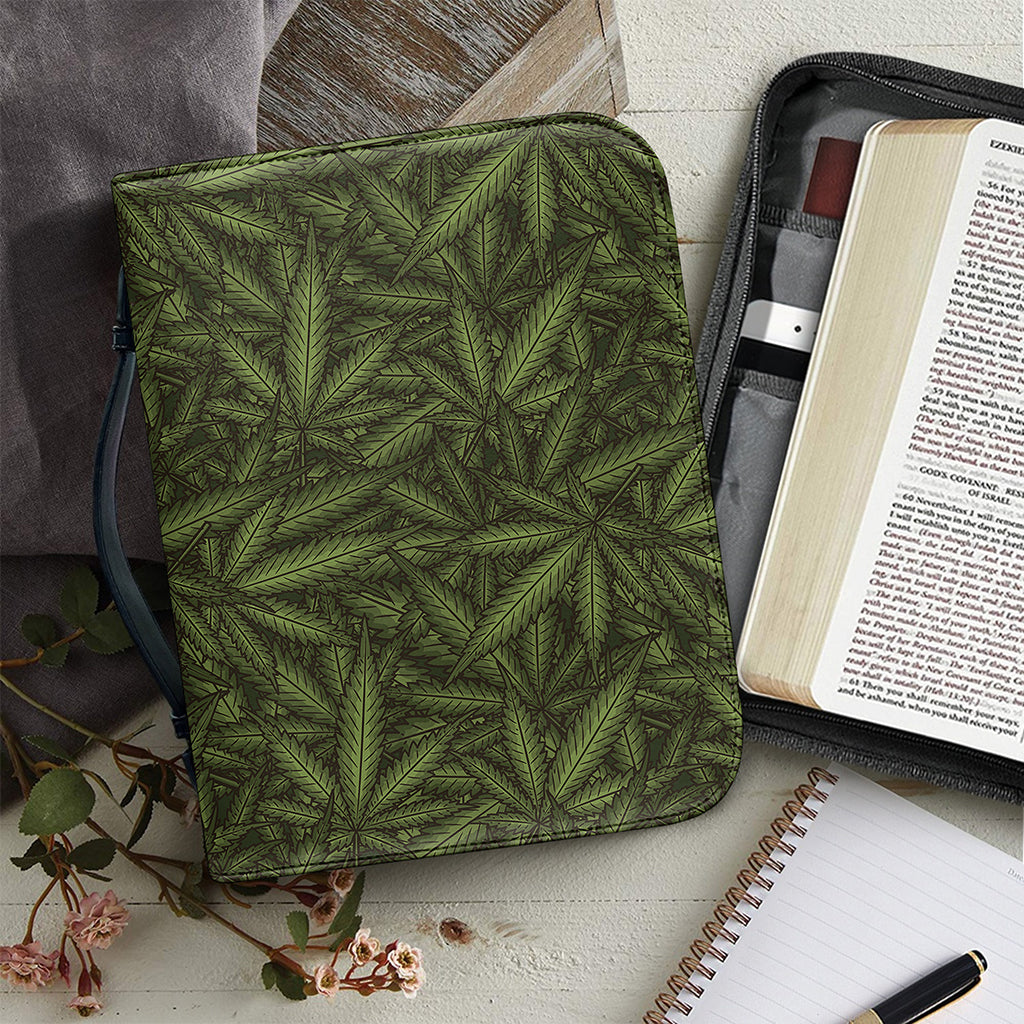 Marijuana Leaf Pattern Print Leather Bible Cover