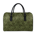 Marijuana Leaf Pattern Print Leather Duffel Bag