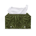 Marijuana Leaf Pattern Print Leather Tissue Box Cover
