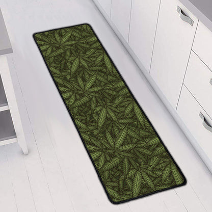 Marijuana Leaf Pattern Print Long Kitchen Mat