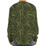 Marijuana Leaf Pattern Print Long Sleeve Baseball Jersey