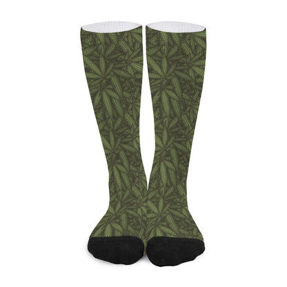 Marijuana Leaf Pattern Print Long Socks