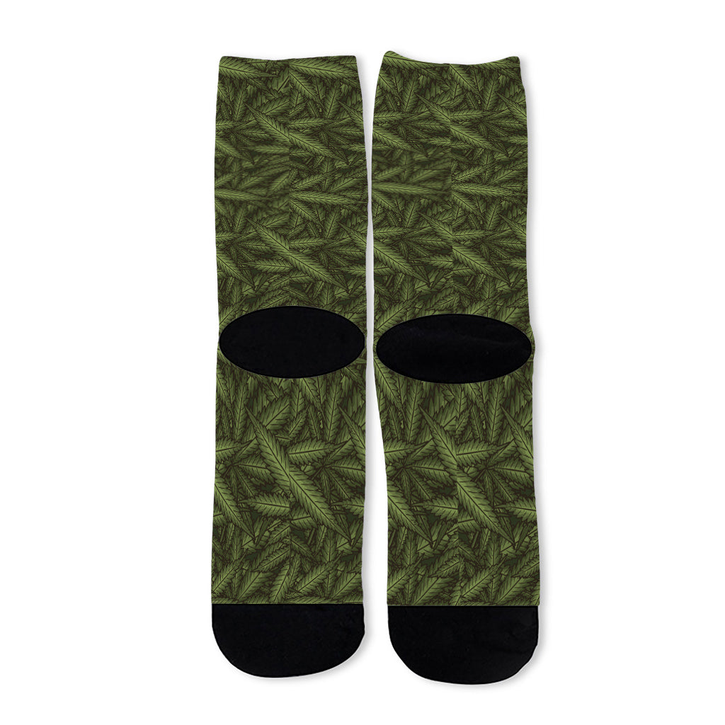 Marijuana Leaf Pattern Print Long Socks