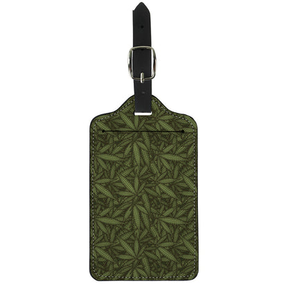 Marijuana Leaf Pattern Print Luggage Tag