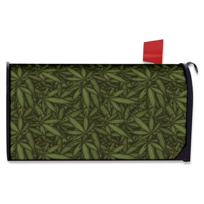 Marijuana Leaf Pattern Print Mailbox Cover