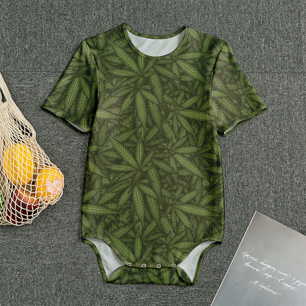 Marijuana Leaf Pattern Print Men's Bodysuit