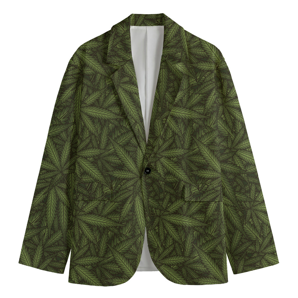 Marijuana Leaf Pattern Print Men's Cotton Blazer