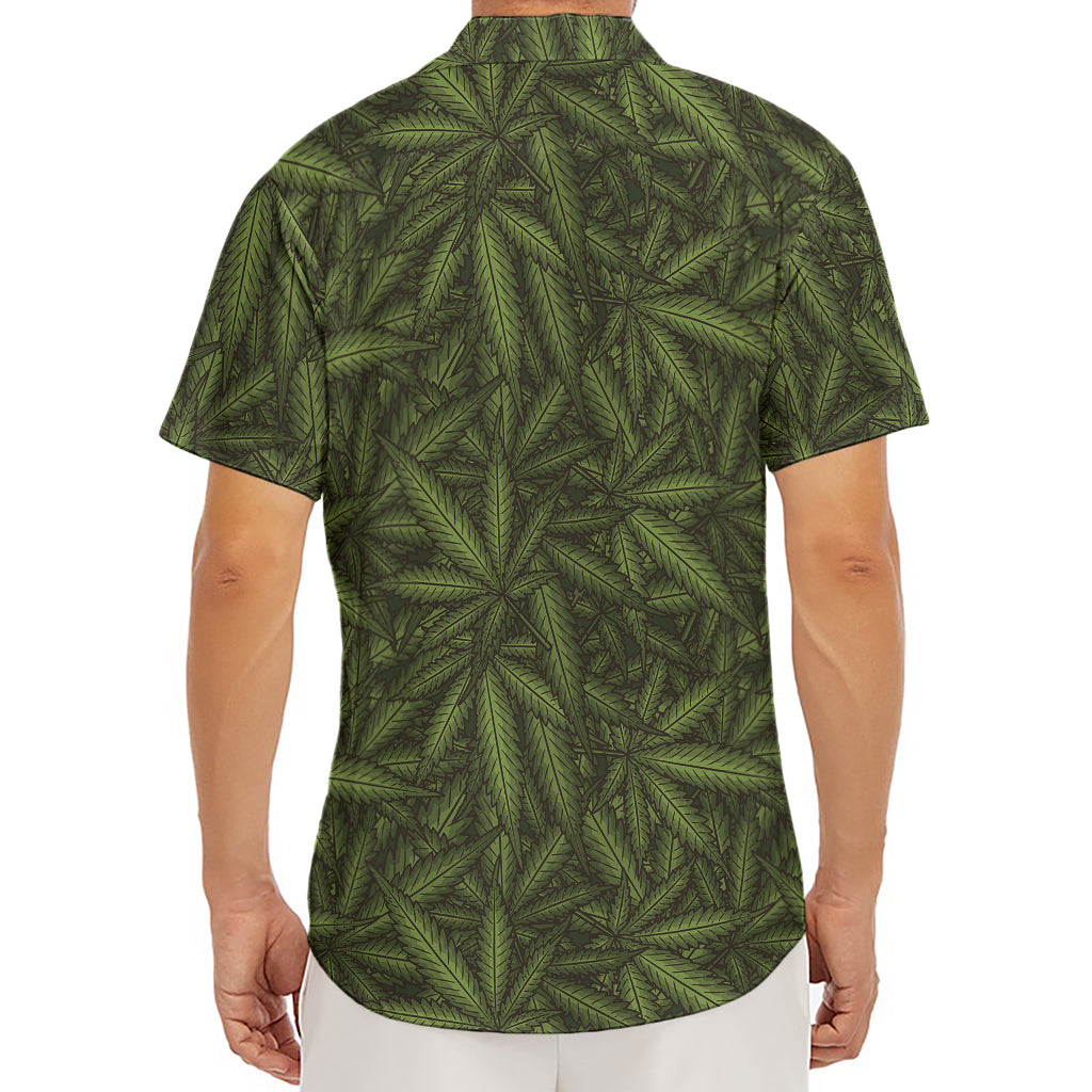 Marijuana Leaf Pattern Print Men's Deep V-Neck Shirt