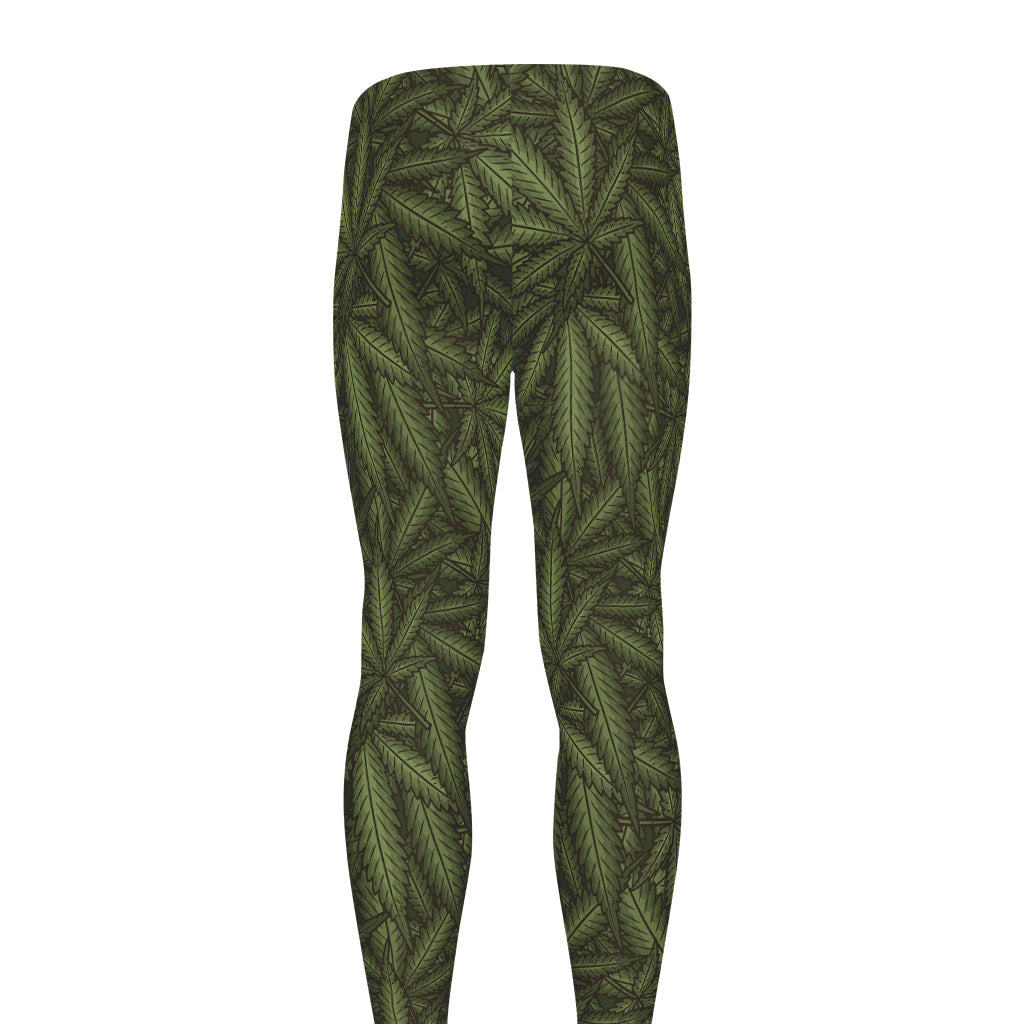 Marijuana Leaf Pattern Print Men's leggings