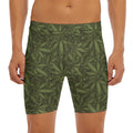 Marijuana Leaf Pattern Print Men's Long Boxer Briefs