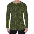 Marijuana Leaf Pattern Print Men's Long Sleeve T-Shirt