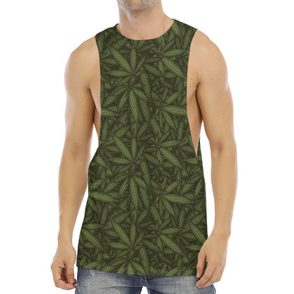 Marijuana Leaf Pattern Print Men's Muscle Tank Top
