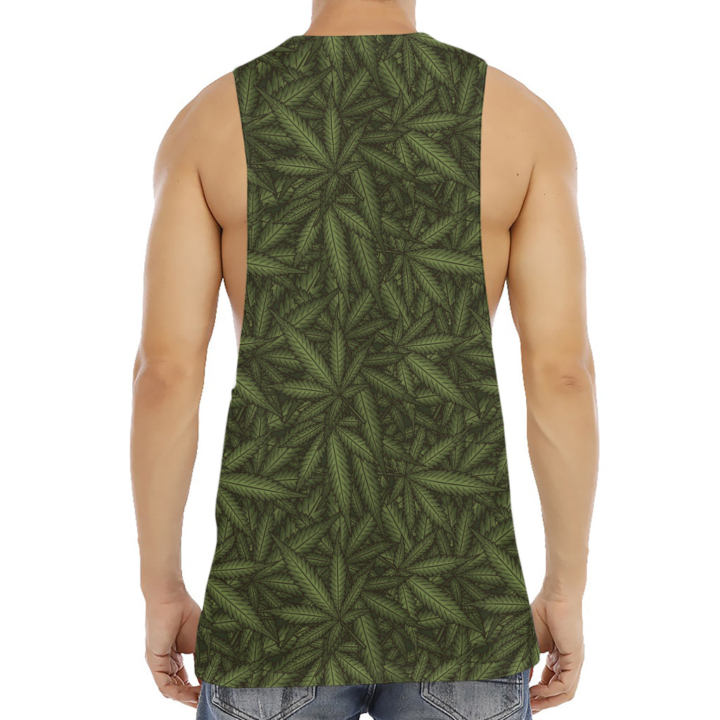 Marijuana Leaf Pattern Print Men's Muscle Tank Top