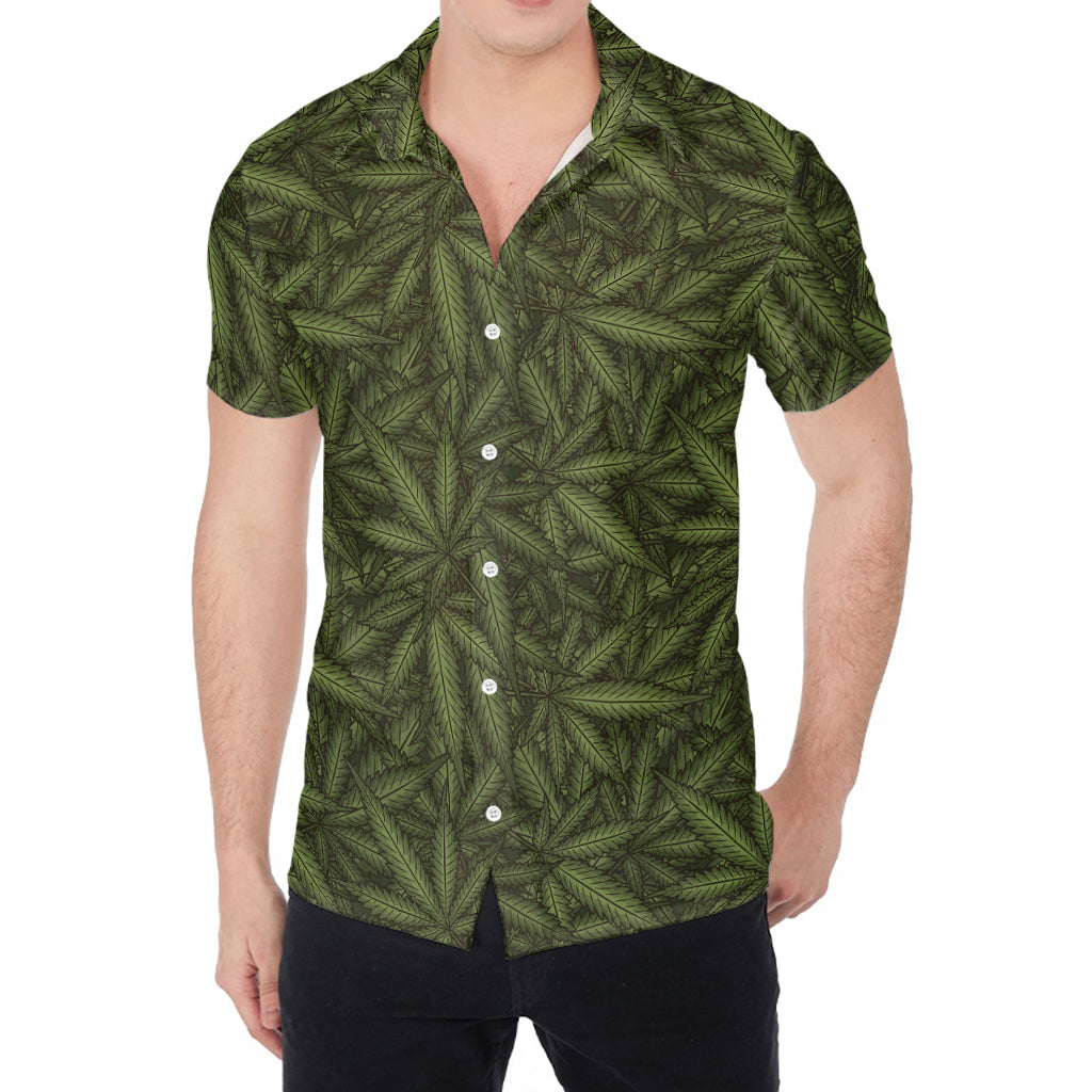 Marijuana Leaf Pattern Print Men's Shirt