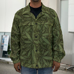Marijuana Leaf Pattern Print Men's Shirt Jacket