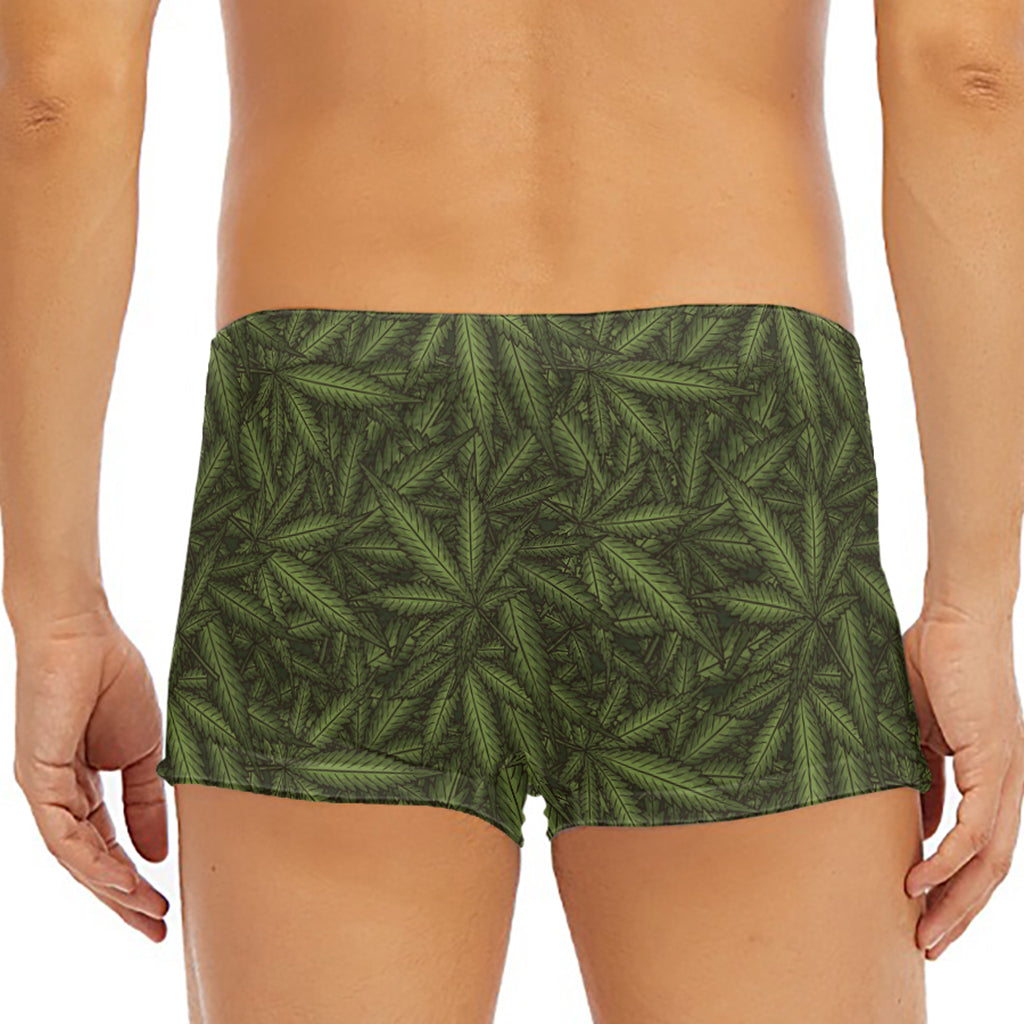 Marijuana Leaf Pattern Print Men's Short Boxer Briefs