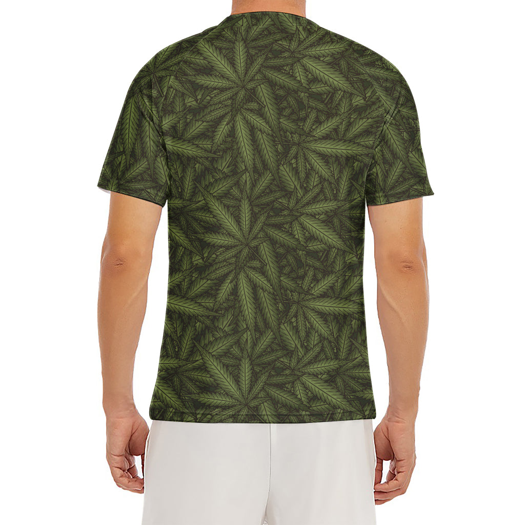 Marijuana Leaf Pattern Print Men's Short Sleeve Rash Guard