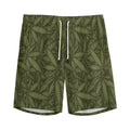 Marijuana Leaf Pattern Print Men's Athletic Shorts