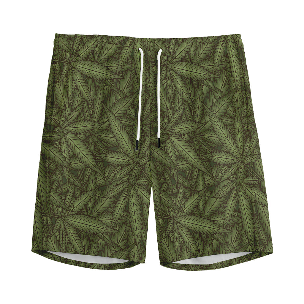 Marijuana Leaf Pattern Print Men's Sports Shorts