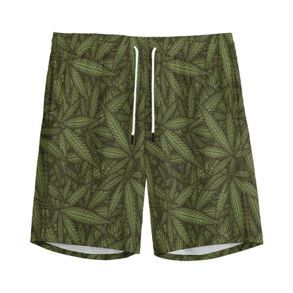 Marijuana Leaf Pattern Print Men's Sports Shorts
