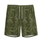 Marijuana Leaf Pattern Print Men's Sports Shorts