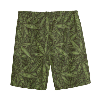 Marijuana Leaf Pattern Print Men's Sports Shorts