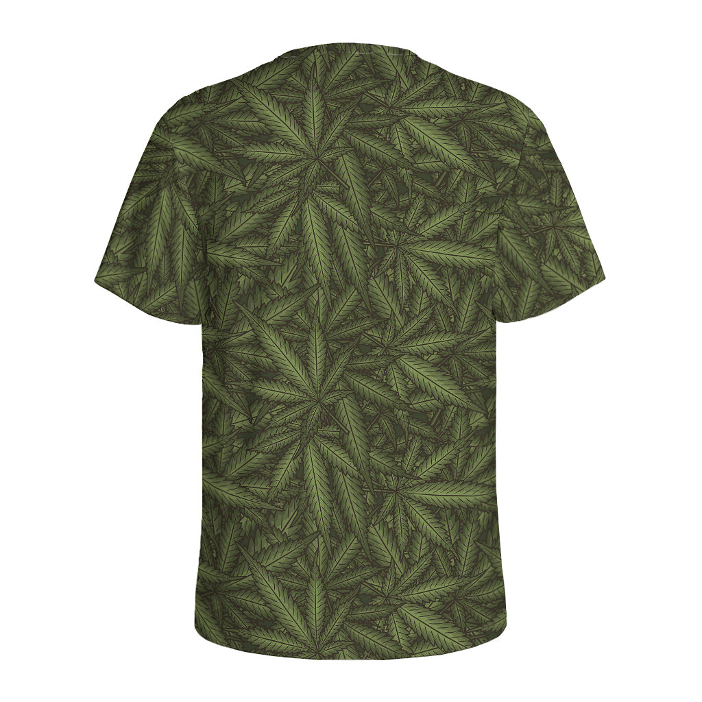 Marijuana Leaf Pattern Print Men's Sports T-Shirt