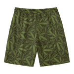 Marijuana Leaf Pattern Print Men's Swim Trunks
