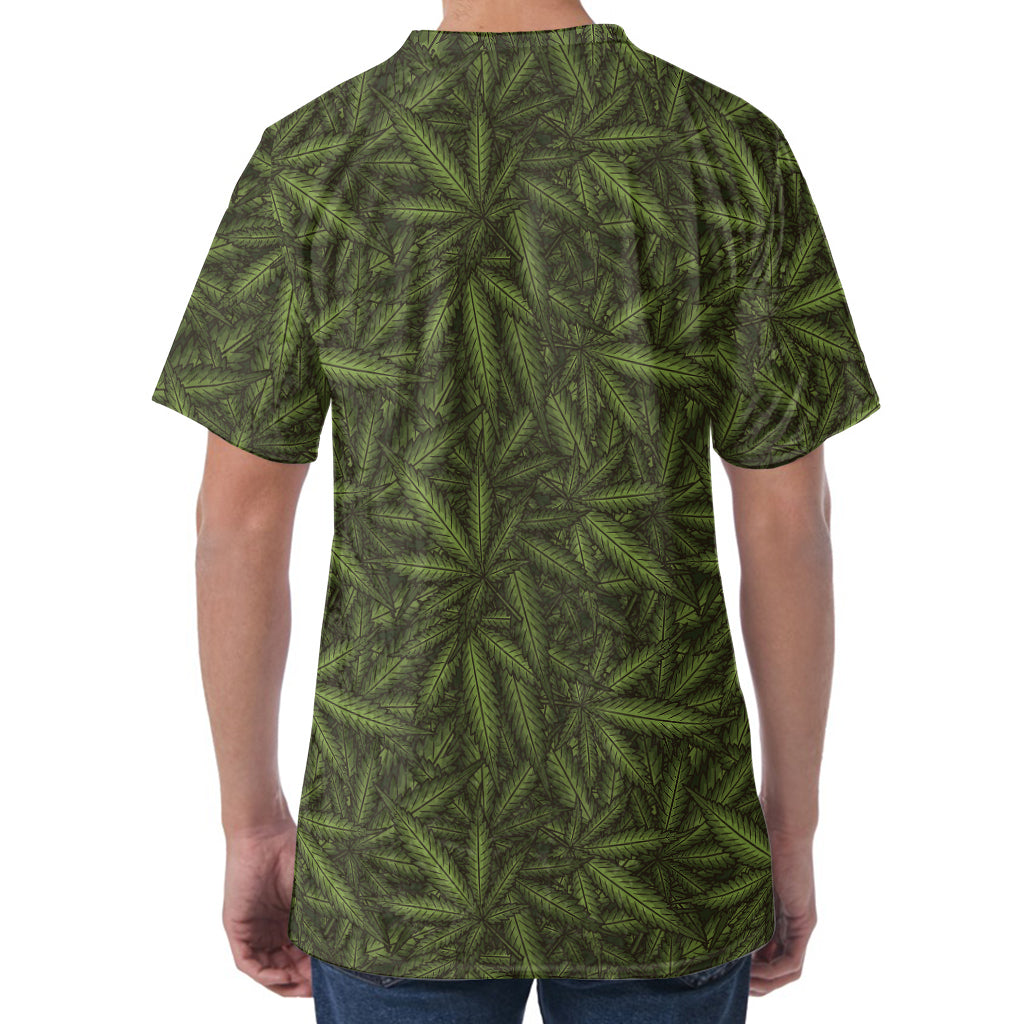Marijuana Leaf Pattern Print Men's Velvet T-Shirt