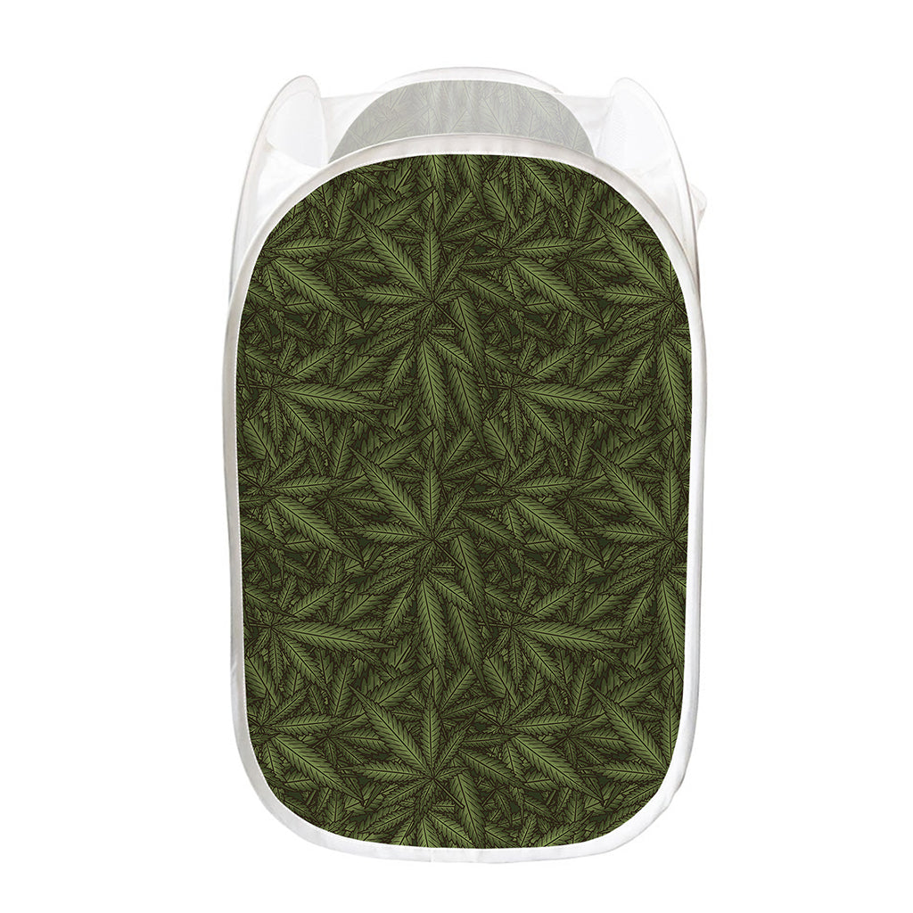 Marijuana Leaf Pattern Print Mesh Laundry Hamper