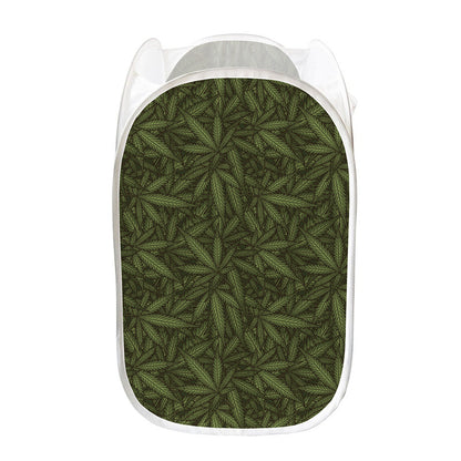 Marijuana Leaf Pattern Print Mesh Laundry Hamper