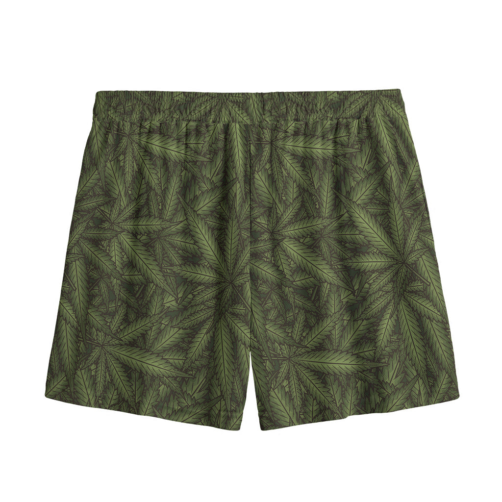 Marijuana Leaf Pattern Print Mesh Shorts